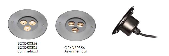 C2XDR0356, C2XDR0305 3 * 1W o 2W LED asimétrico Inground Uplight hizo del acero inoxidable del SUS 316 1